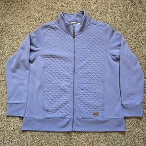 L.L. Bean Quilted Mixed-Media Full-Zip Sweatshirt Periwinkle XL
